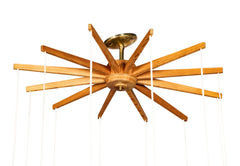 A Swedish Mid-Century 10 Lamp Suspended Ceiling Light of Pine