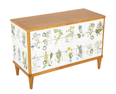 Swedish Chest with Applied Botanical Lithographs in the Manner of Josef Frank