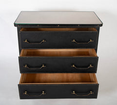 Leather Wrapped Chest of Drawers in The Style of Jacques Adnet