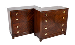 Pair of Mahogany & Brass Chests by Tommi Parzinger for Charak Modern