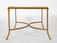 Maison Bagues Gilt Bronze Coffee Table with Arched Stretcher