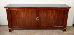 Jacques Quinet Style Mahogany Tambour Door Credenza