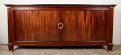 Jacques Quinet Style Mahogany Tambour Door Credenza