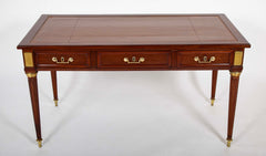 Three Drawer Mahogany Leather Top Desk