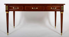 Three Drawer Mahogany Leather Top Desk