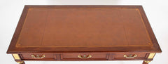 Three Drawer Mahogany Leather Top Desk