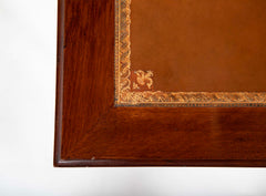 Three Drawer Mahogany Leather Top Desk