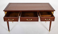 Three Drawer Mahogany Leather Top Desk