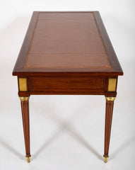 Three Drawer Mahogany Leather Top Desk