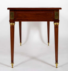 Three Drawer Mahogany Leather Top Desk