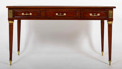 Three Drawer Mahogany Leather Top Desk