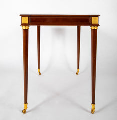 Mid Century Mahogany Table with Bronze Mounting in the Manner of Jansen