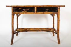 Late 19th Century English Bamboo and Japanned Lacquer Desk