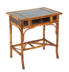 Mid 19th Century Petite Lacquer and Bamboo One Drawer Writing Table