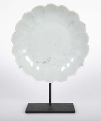 Celadon Porcelain Dish with Molded Petal Form