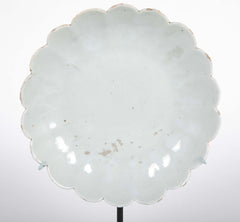 Celadon Porcelain Dish with Molded Petal Form