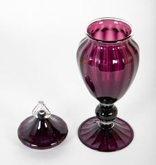 Steuben Amethyst Glass Covered Jar by Fredrick Carder