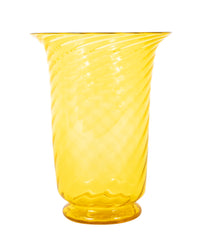 Early 20th Century Yellow Swirl Glass Vase by Steuben