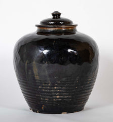 A Chinese Henan Dark Glaze Lidded Jar