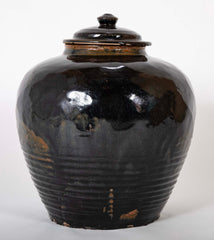 A Chinese Henan Dark Glaze Lidded Jar