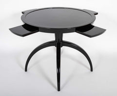 Round Black Lacquer Games Table