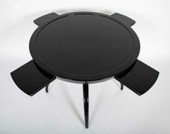 Round Black Lacquer Games Table