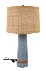 French Blue Suede Wrapped Lamp