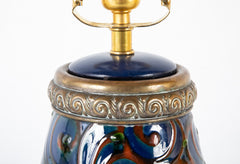 A Kahler Earthenware Vase Now a Lamp with Brass Mounting