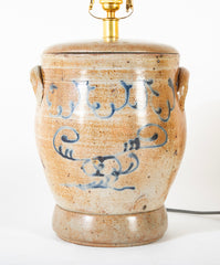 Poughkeepsie, NY Stoneware Salt Glazed Jar now a Lamp