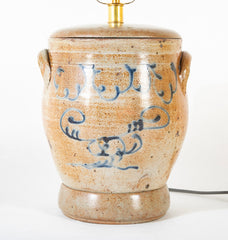 Poughkeepsie, NY Stoneware Salt Glazed Jar now a Lamp