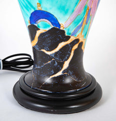 Clarice Cliff ( UK. 1899 – 1972 ) Bizarre Pottery “Inspiration Caprice” Baluster Form Vase as a Lamp