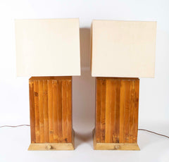 Pair of Bamboo Table Lamps by Paul Laszlo