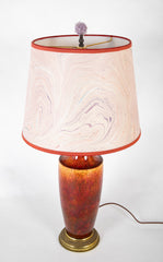 Pair of Deep Red Ceramic Lamps on Metal Bases