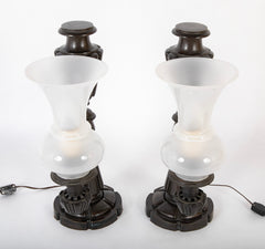 Pair of 19th Century English Argon Lamps Now Electrified