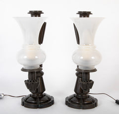 Pair of 19th Century English Argon Lamps Now Electrified