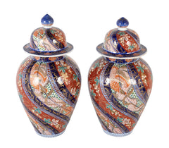 Pair of Baluster Form Imari Jars