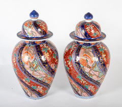 Pair of Baluster Form Imari Jars