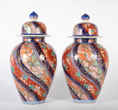 Pair of Baluster Form Imari Jars