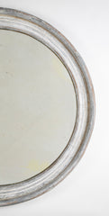 A Round Swedish Mirror with Whitewashed & Patinated Heavy Wood Frame