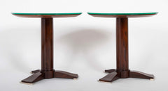 Pair of Round Mirror Top Tables Attributed to Jules Leleu