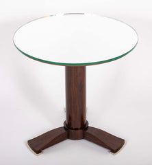 Pair of Round Mirror Top Tables Attributed to Jules Leleu