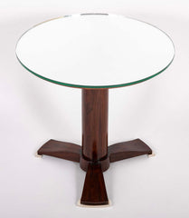 Pair of Round Mirror Top Tables Attributed to Jules Leleu