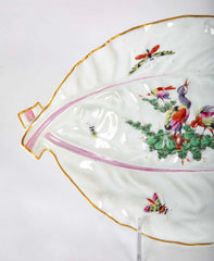 A Worcester Porcelain Lozenge Shape Dish Decorated with a Bird & Bugs