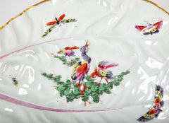 A Worcester Porcelain Lozenge Shape Dish Decorated with a Bird & Bugs