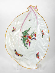 A Worcester Porcelain Lozenge Shape Dish Decorated with a Bird & Bugs