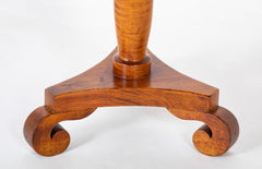 American Tiger Maple Pedestal Table on Scroll Feet