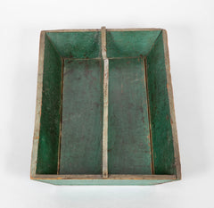 19th Century American Green Painted Pine Cutlery Tray