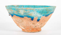 10th Century Near East Turquoise Glazed Conical Form Bowl