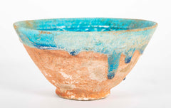 10th Century Near East Turquoise Glazed Conical Form Bowl