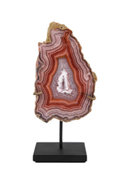 A Split Laguna Agate Geode Now on Two Modern Stands